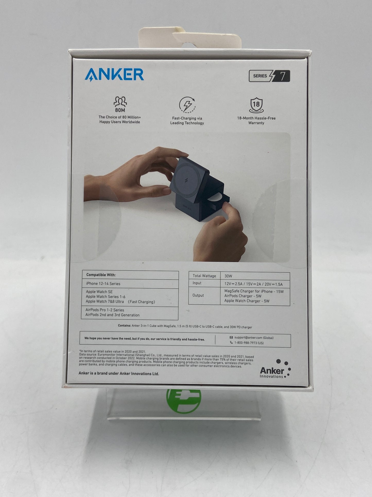 New ANKER 3 IN 1 CUBE W MAGSAFE Adjustable Phone Charging Surface Y1811