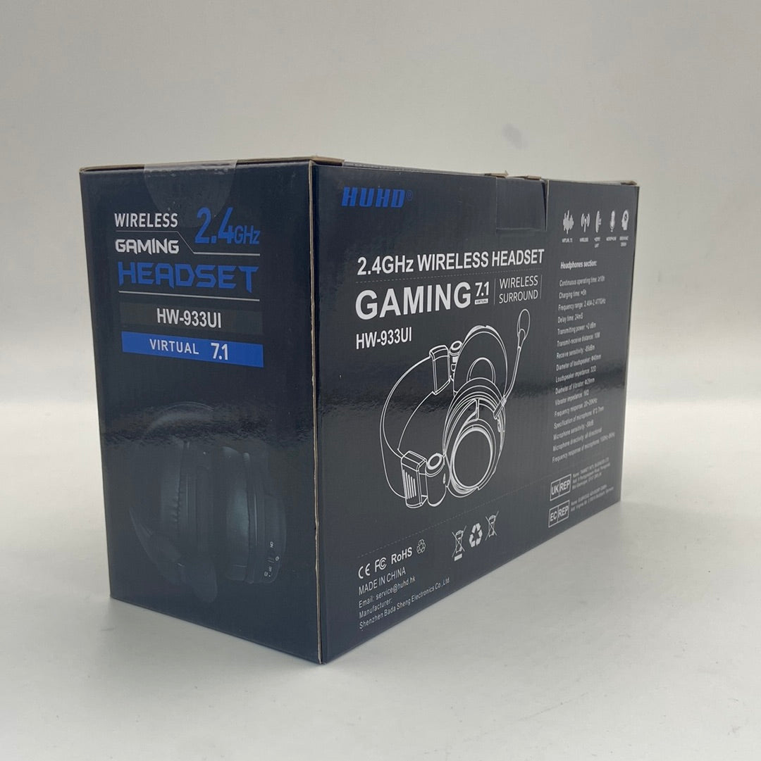 New HUHD Gaming 7.1 Wireless Headset Black HW-933UI