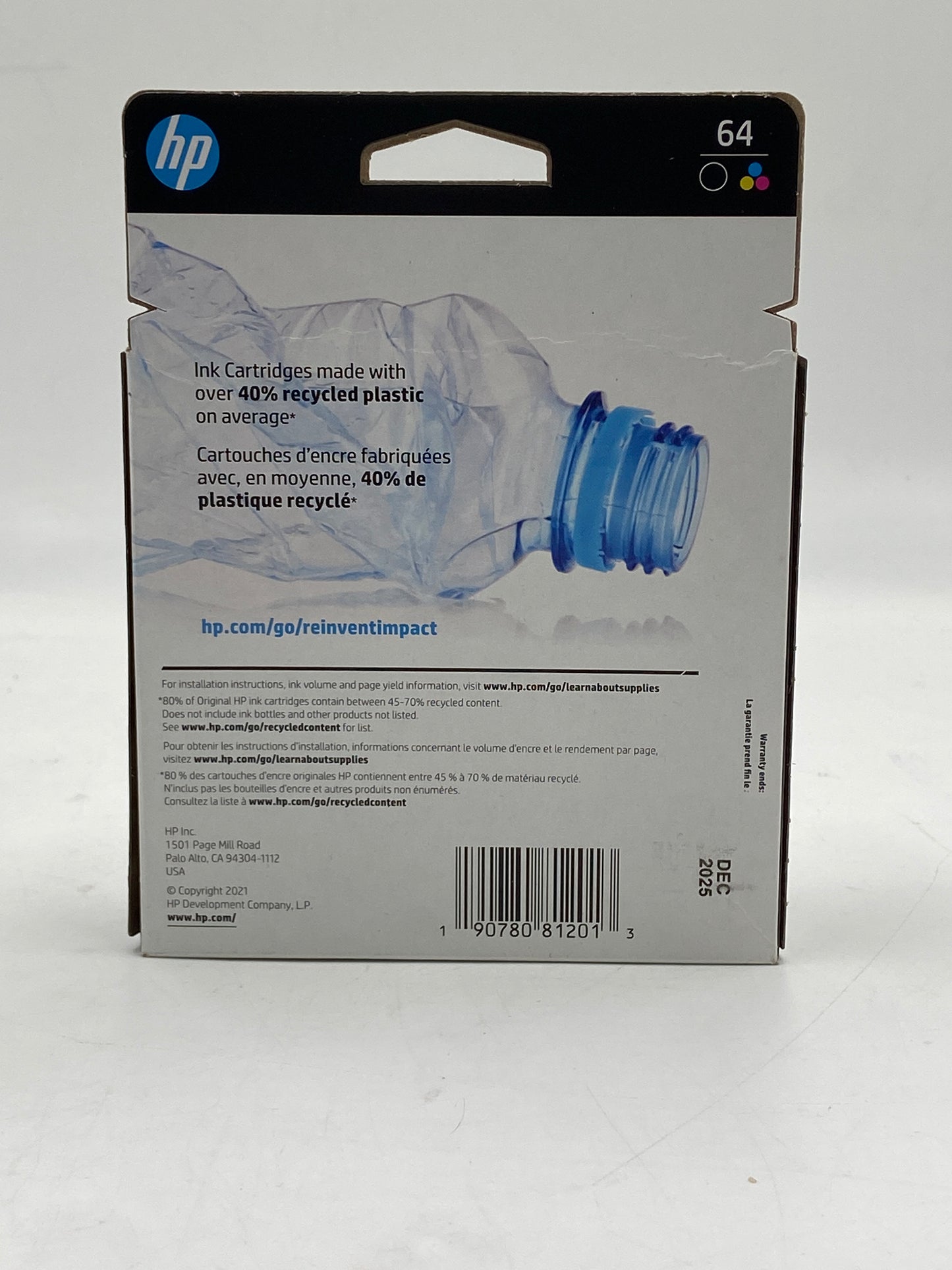 New HP 64 Black/Tri-color Ink Cartridge