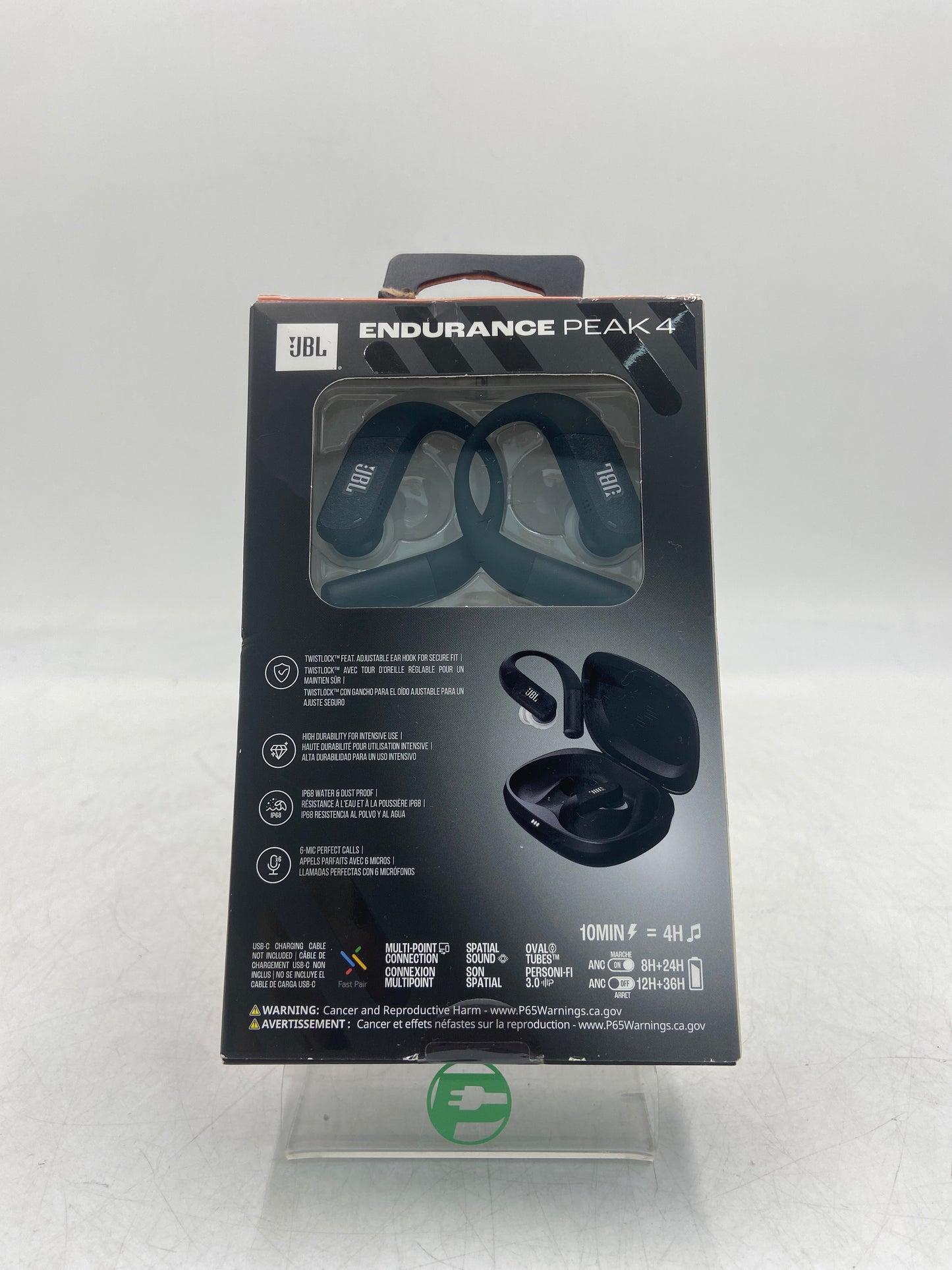 New JBL Endurance Peak 4 True Wireless Noise Cancelling Sport Earbuds JBLENDUPEAK4BLKGAM Black