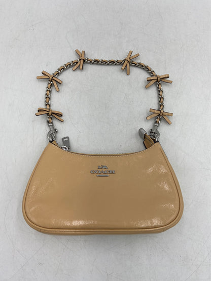 New Coach Teri Mini Crossbody Bag With Bows Crinkle Leather/Silver/Light Sand Designer Bag CDW68