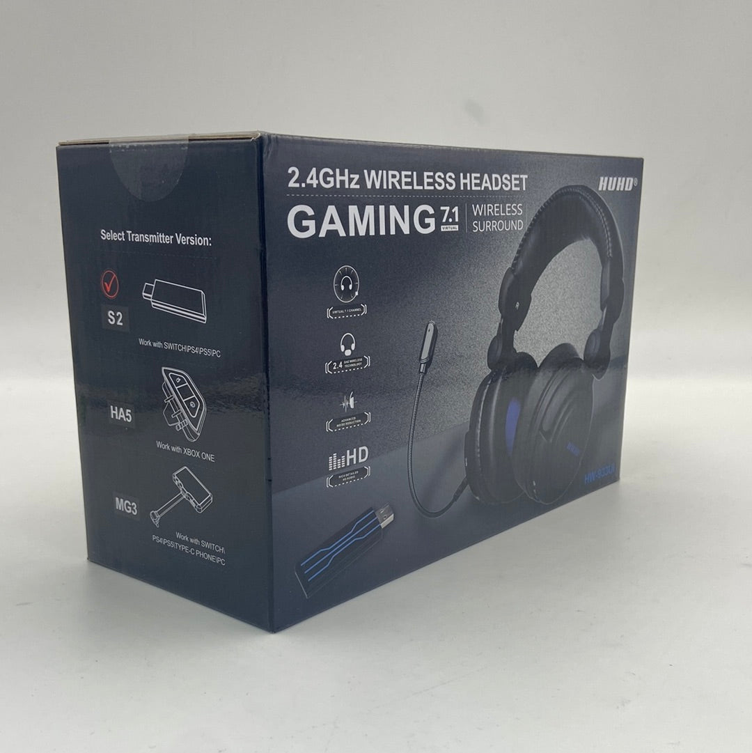 New HUHD Gaming 7.1 Wireless Headset Black HW-933UI