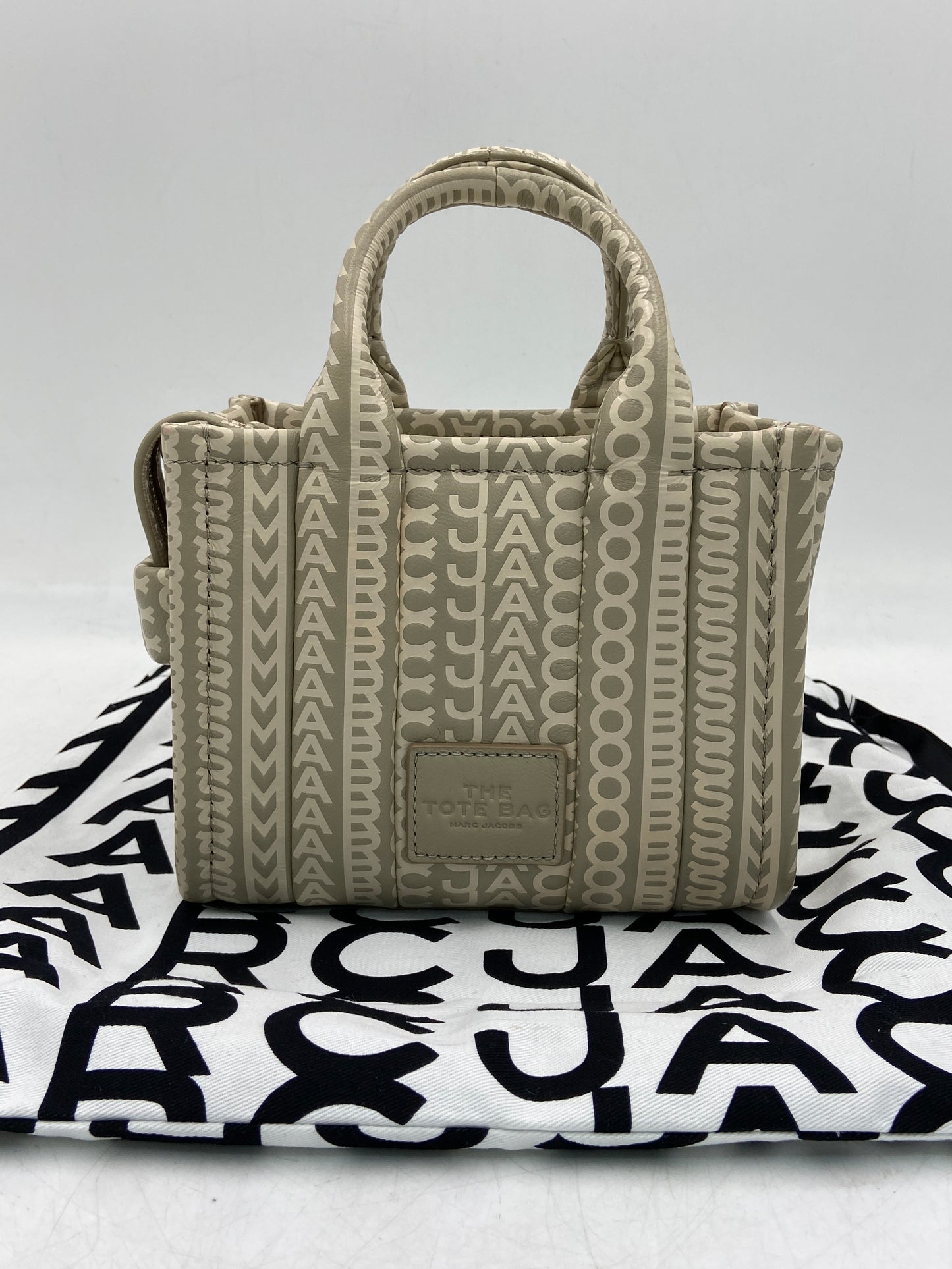 New Marc Jacobs The Tote Bag - Monogram Women's Grey / Khaki Lamb Leather Small Tote Bag Women's Small Tote Bag