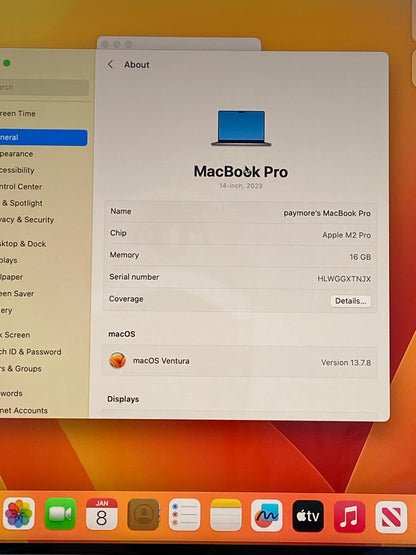 Apple MacBook Pro 2023 14" 16GB Apple M2 Pro Chip MacBook Laptop A2779 Space Gray