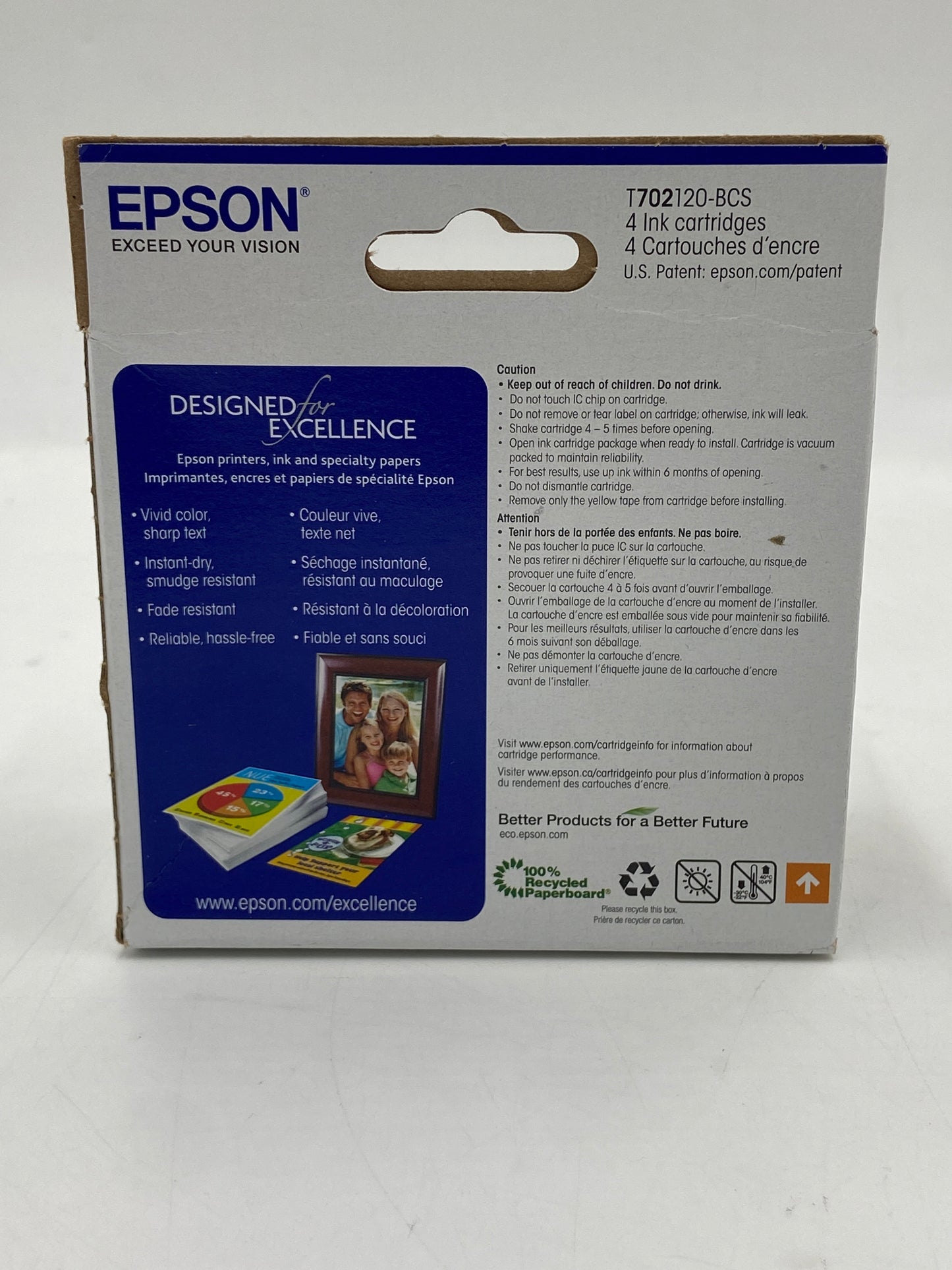 New Epson 702 Black, Yellow, Cyan and Magenta Ink Cartridge