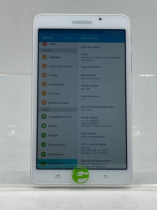 WiFi Only Samsung Galaxy Tab A6 7.0" 8GB white SM-T280
