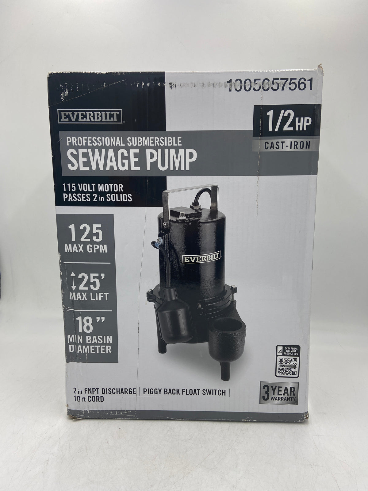 New Everbilt 1005057561 Professional Submersible Sewage Pump ESE50W-HD
