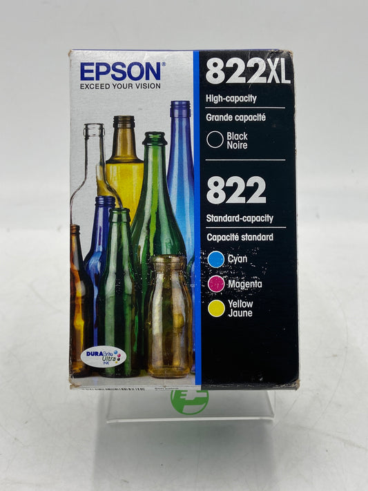 New Epson 822xl/822 T822XL-BCS Black, Yellow, Cyan and Magenta Ink Cartridge