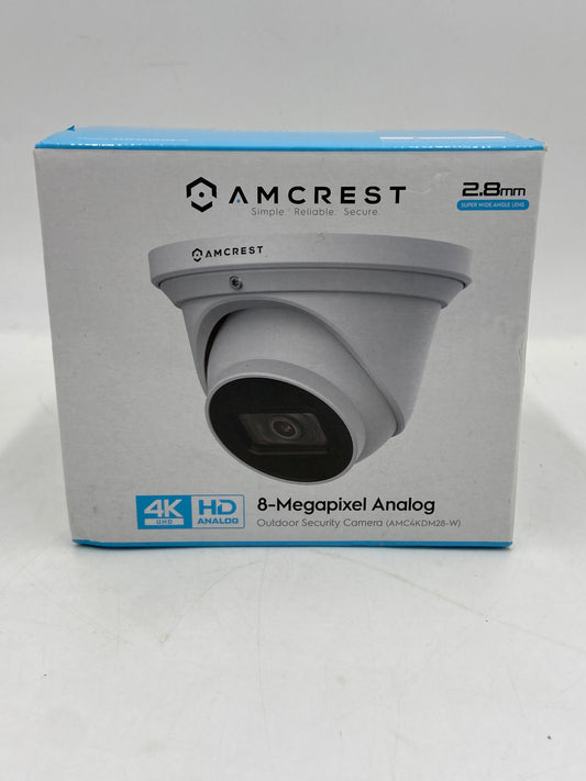 New AMCREST 8-MEGAPIXEL ANALOG Outdoor Security Camera AMC4KDM28-W