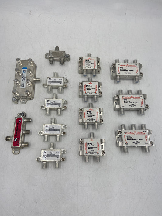 New Open Box - LOT OF Splitters - Ideal Commscope SVI Digital Lot of 13 Mixed Electrical TV Splitter