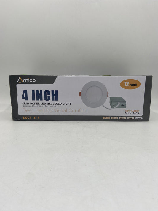 New Amico 4 Inch 5CCT 12 PACK Slim Panel LED Recessed Light WB-020-TH