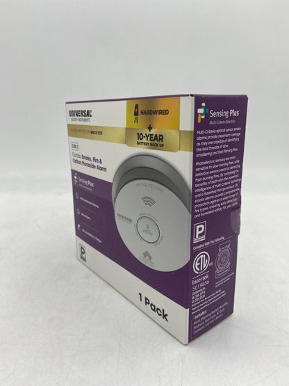 New Universal Security Instruments 3-in-1 Combo Smoke, Fire, & Carbon Monoxide