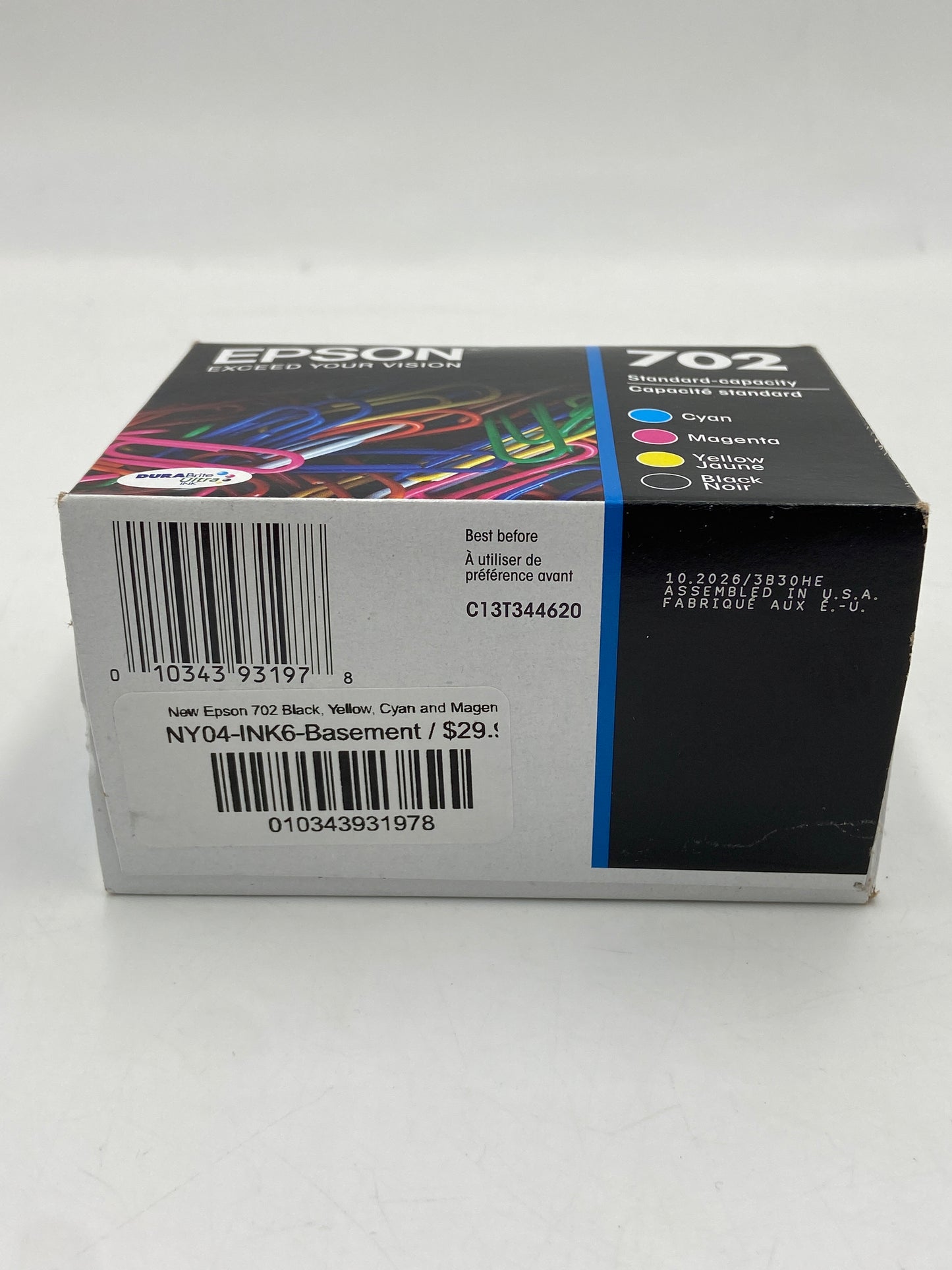 New Epson 702 Black, Yellow, Cyan and Magenta Ink Cartridge