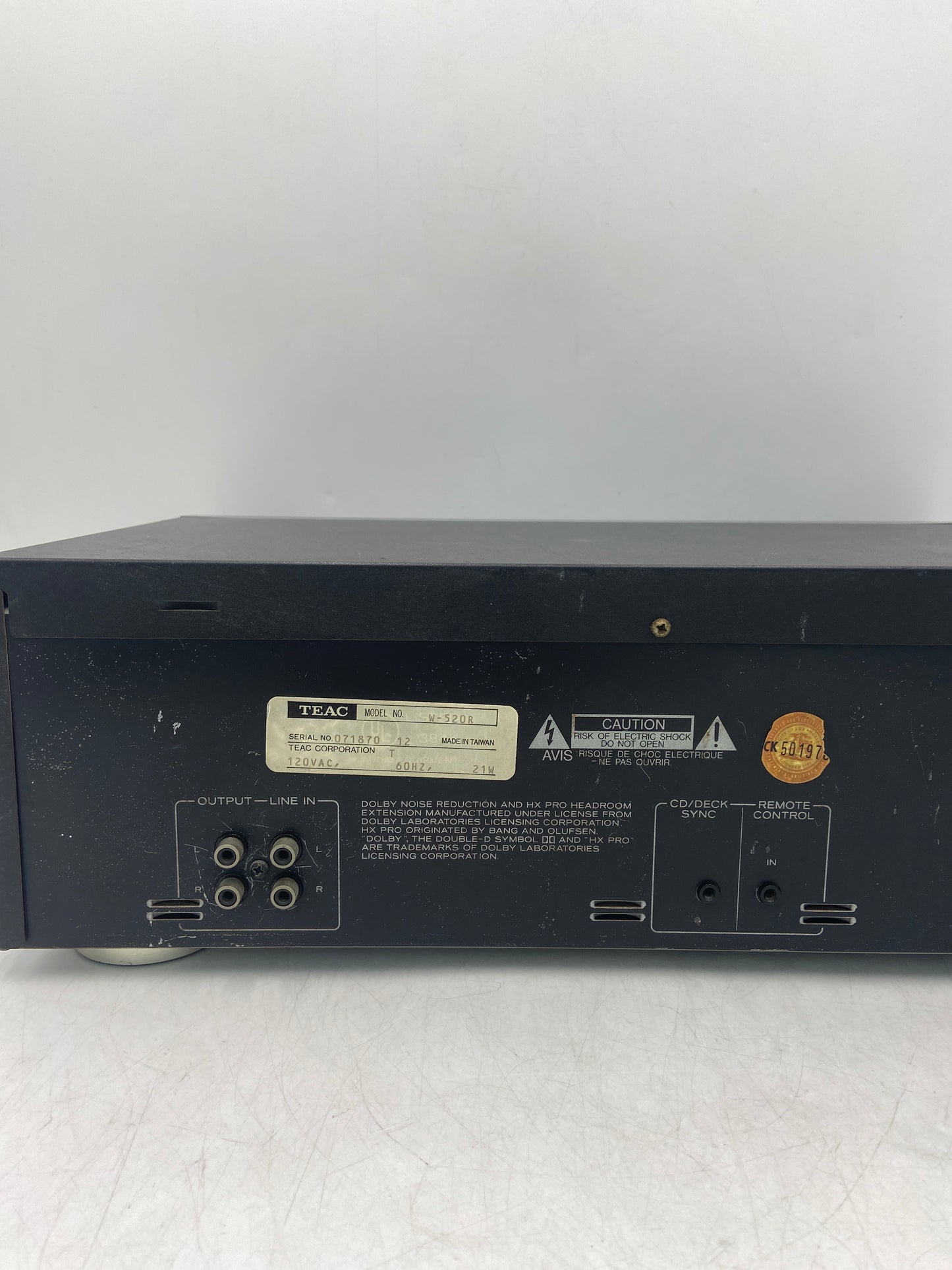 TEAC Dual Auto Reverse Dolby HX Pro Cassette Deck W-520R
