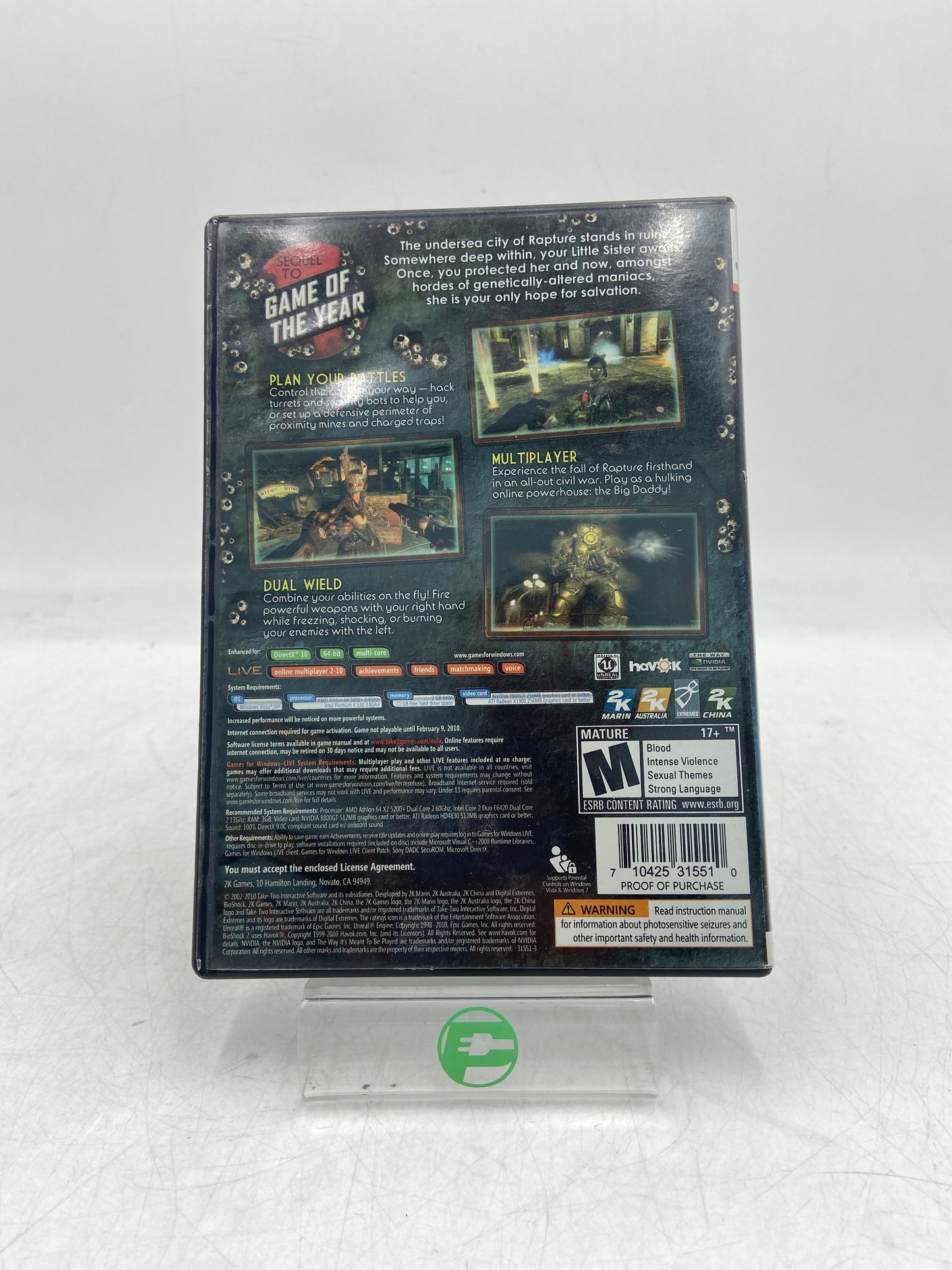 Lot of 4 PC Generic Games (Bio Shock Infinite, Max Payne, Rift, BioShock 2)
