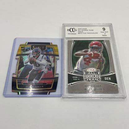 Lot of 2 NFL Cards - Jerry Jeudy & Davis Mills 2020, 2021 Trading Cards