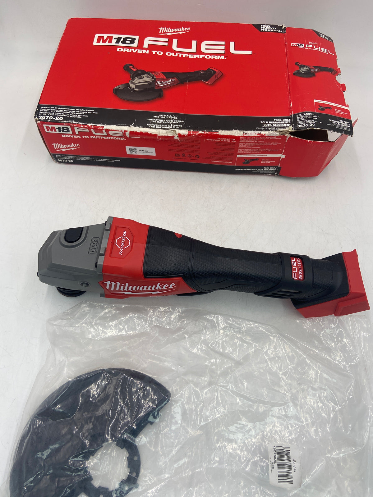 New Milwaukee 3670-20 M18 18V 4-1/2"-6" Braking Grinder, Paddle Switch Power Tool Only