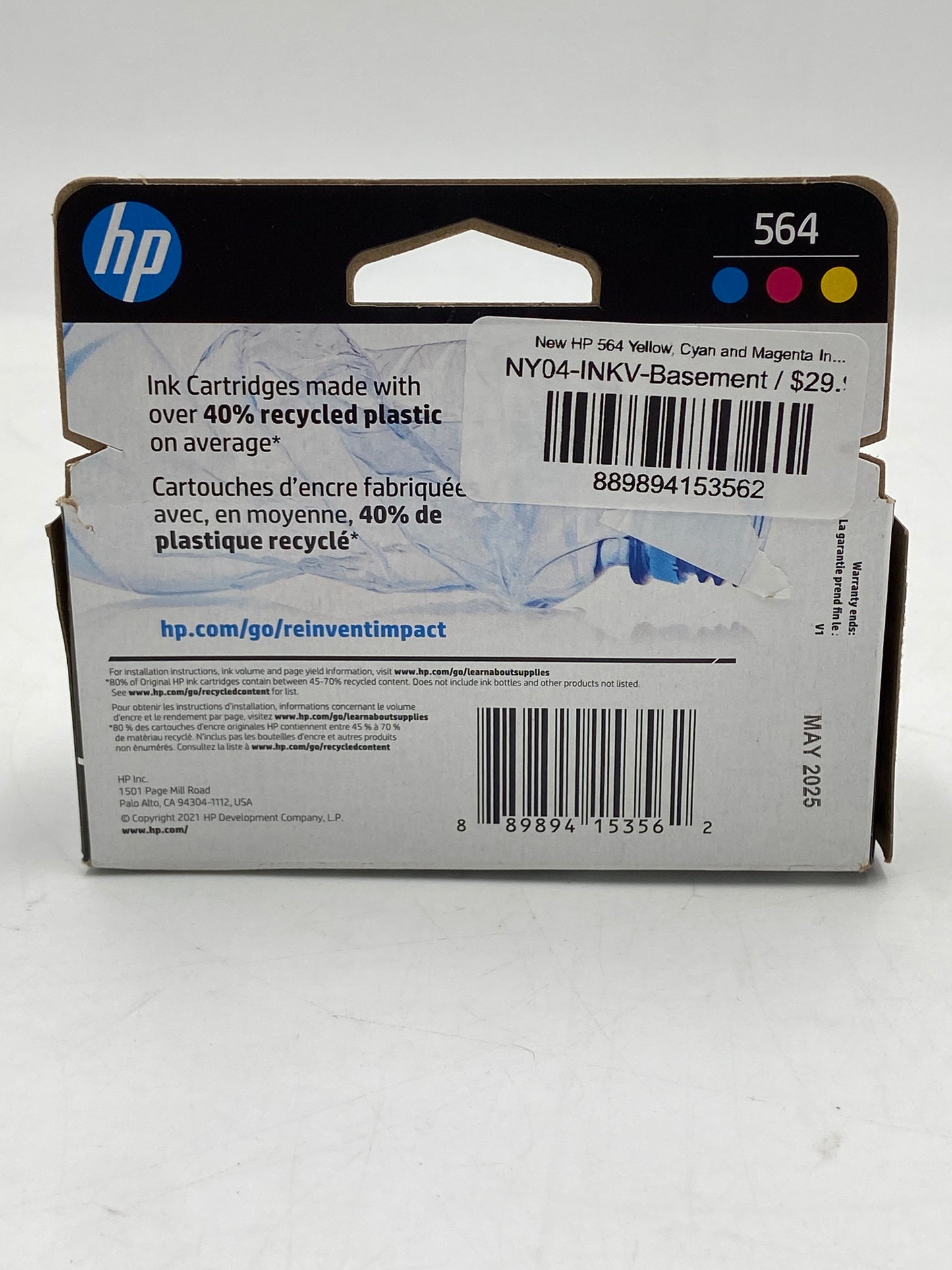 New HP 564 Yellow, Cyan and Magenta Ink Cartridge