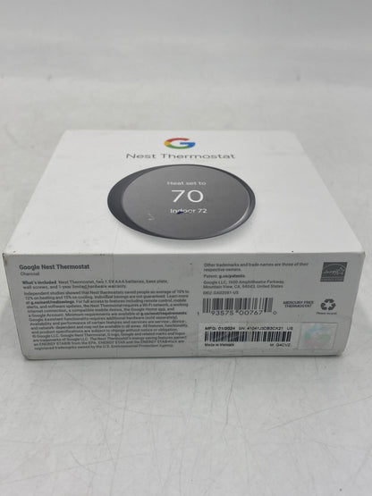 Google Nest Thermostat Charcoal Smart Programmable Thermostat GA02081-US