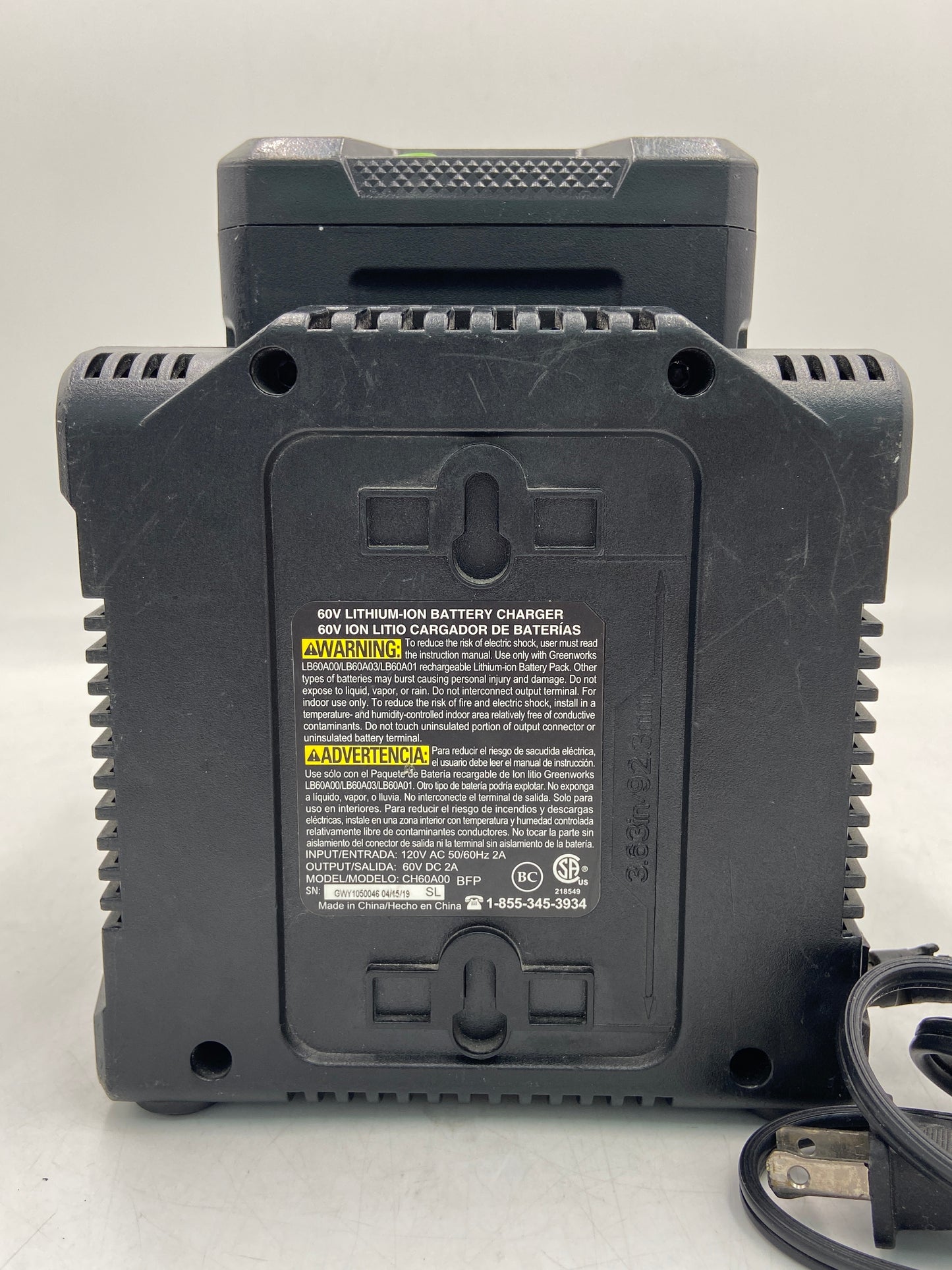 Greenworks 60volt battery pro w charger Battery Charger LB6025