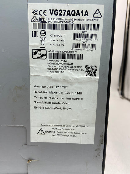 New ASUS 27" VG1A 7RSW QHD IPS 170Hz Gaming Monitor