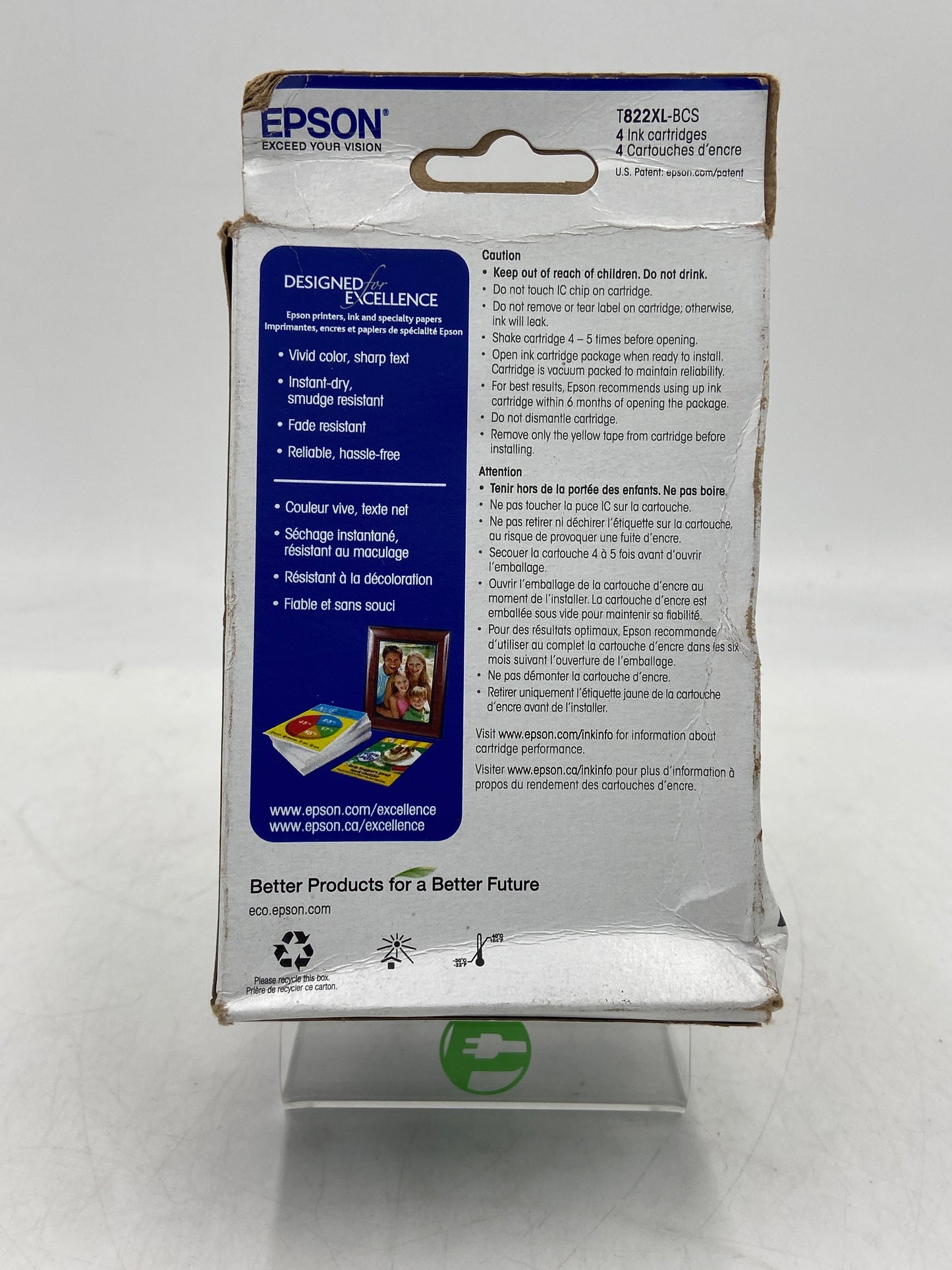 New Epson 822xl/822 T822XL-BCS Black, Yellow, Cyan and Magenta Ink Cartridge