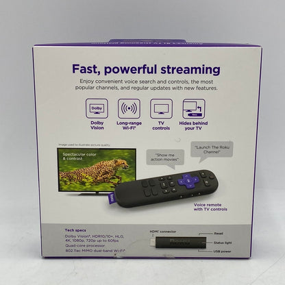New Open Box Roku Streaming Stick 4K HD HDR TV Wifi Device with Voice Remote 3820R2