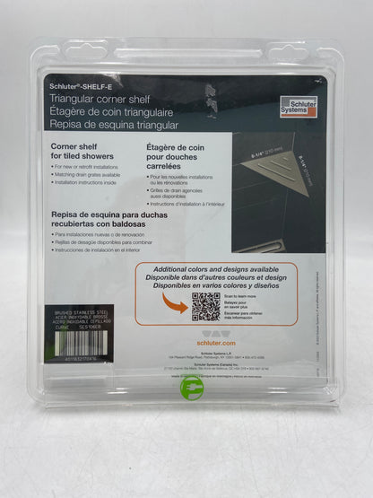 New Schluter Systems Triangular Brushed Stainless Steel Curve Corner Shelf for Tiled Shower SES1D6EB