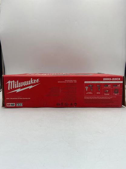 New Milwaukee 2893-22cx M18 18V M18 Brushless 2-Tool Combo Kit