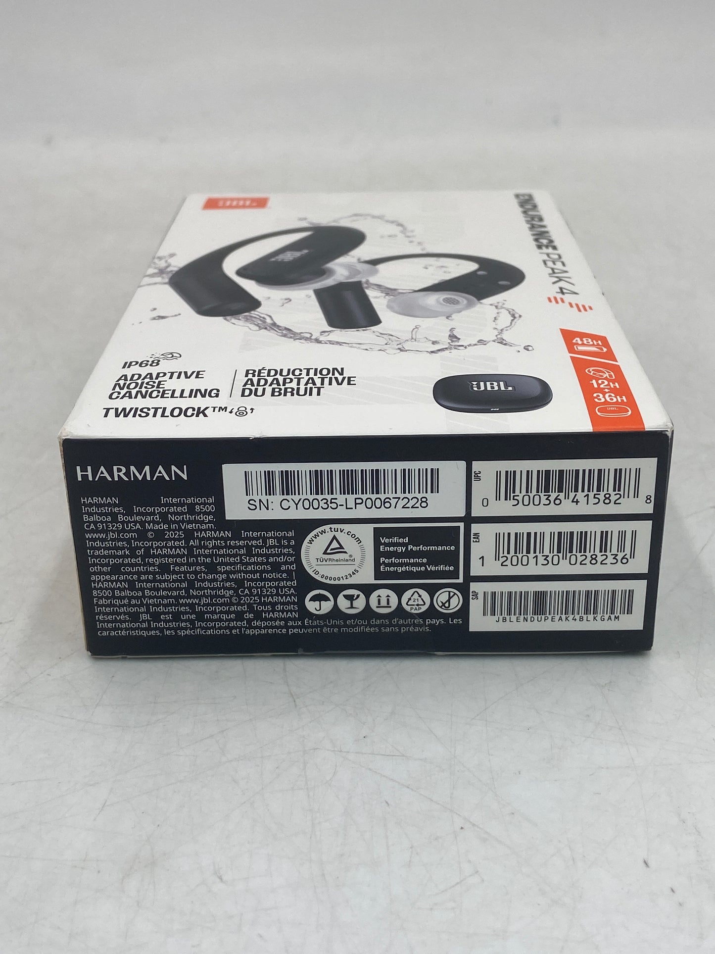 New JBL Endurance Peak 4 True Wireless Noise Cancelling Sport Earbuds JBLENDUPEAK4BLKGAM Black