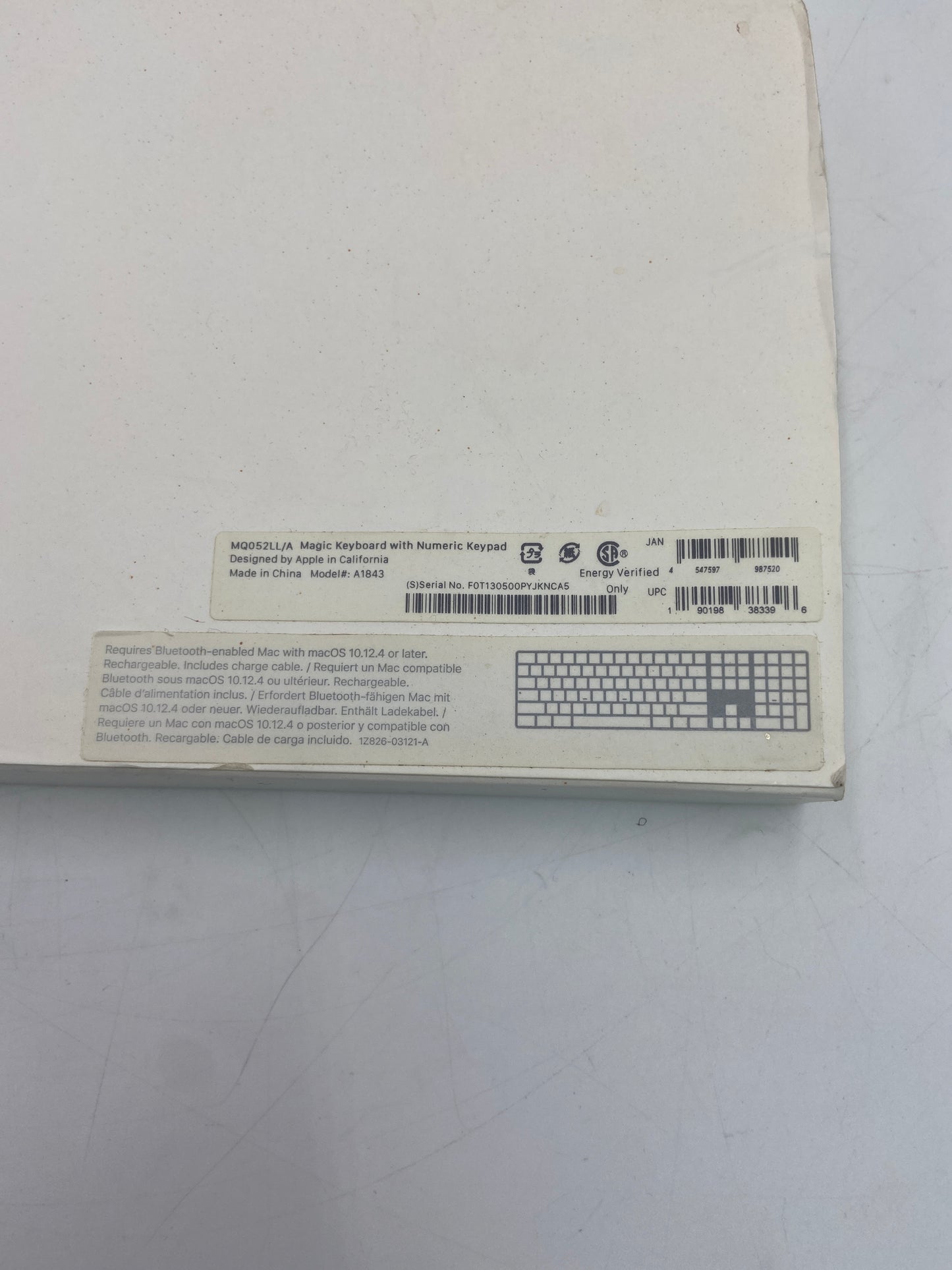 Apple Magic Keyboard with Numeric Keypad White A1843