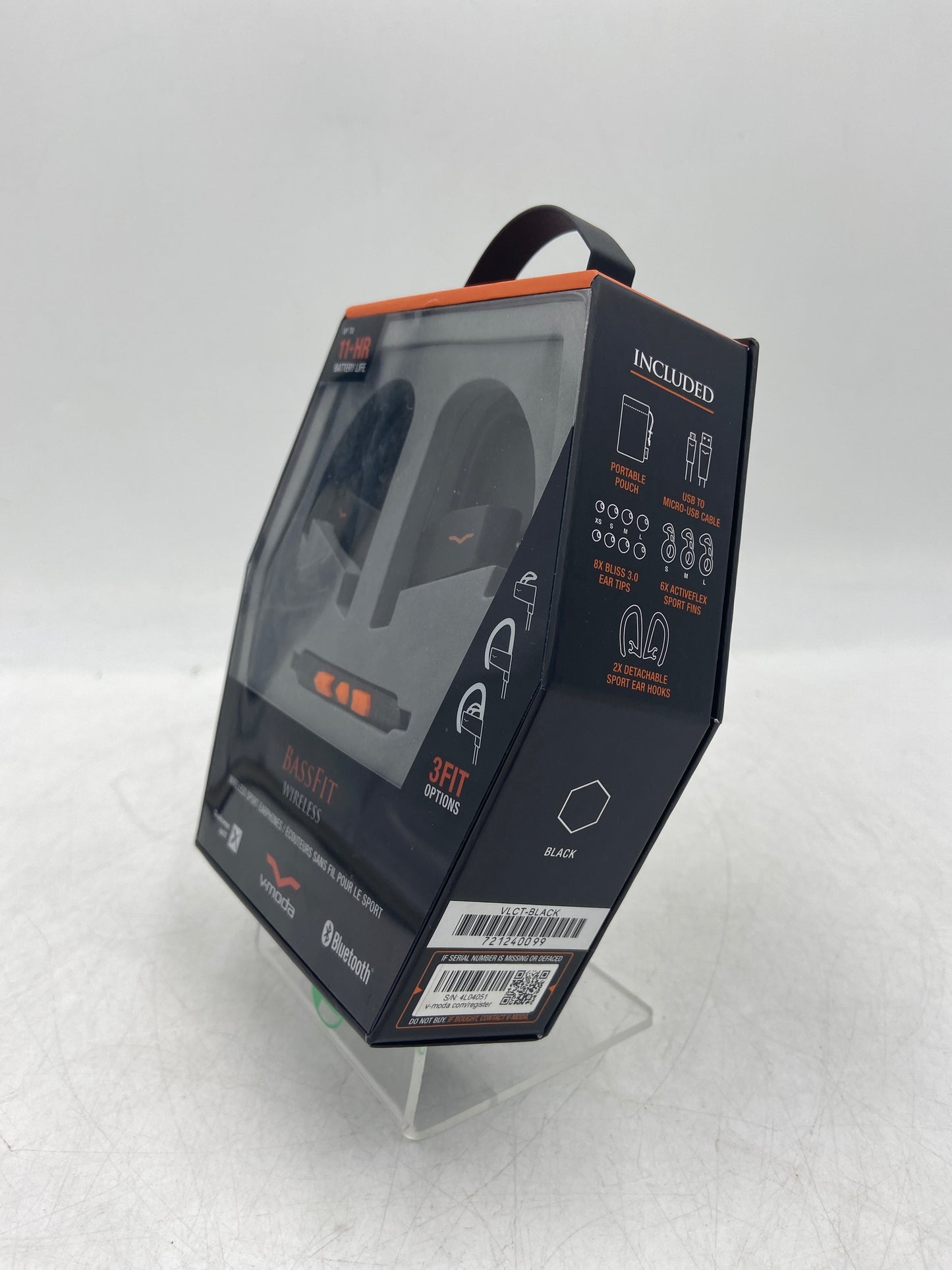 New V-MODA BassFit Wireless Wireless Sport Earphones Black VLCT-BLACK