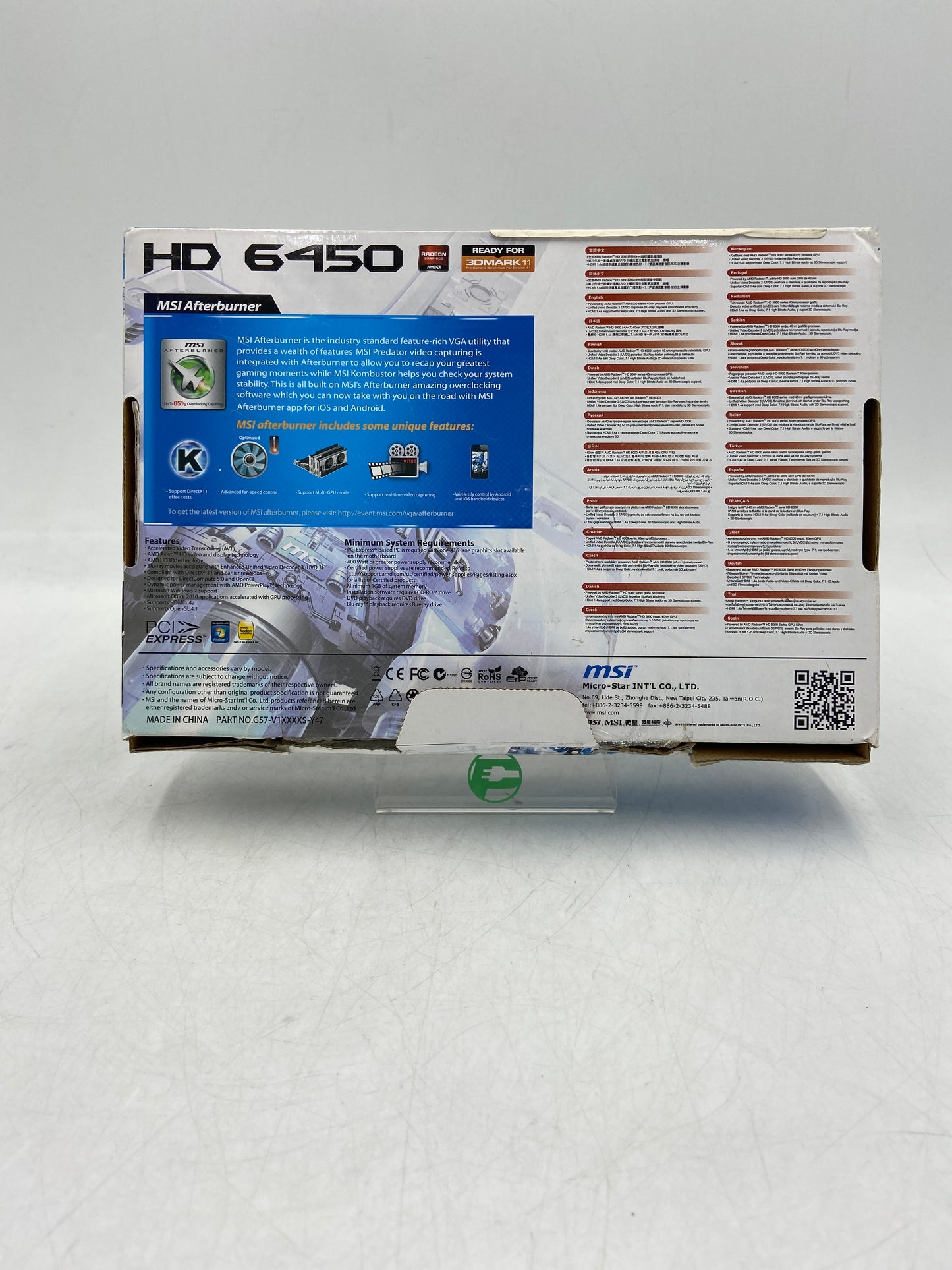 MSI Radeon HD 6450 PCl-E 2.0 GDDR3 Graphics Card G57-V1XXXXS-Y47