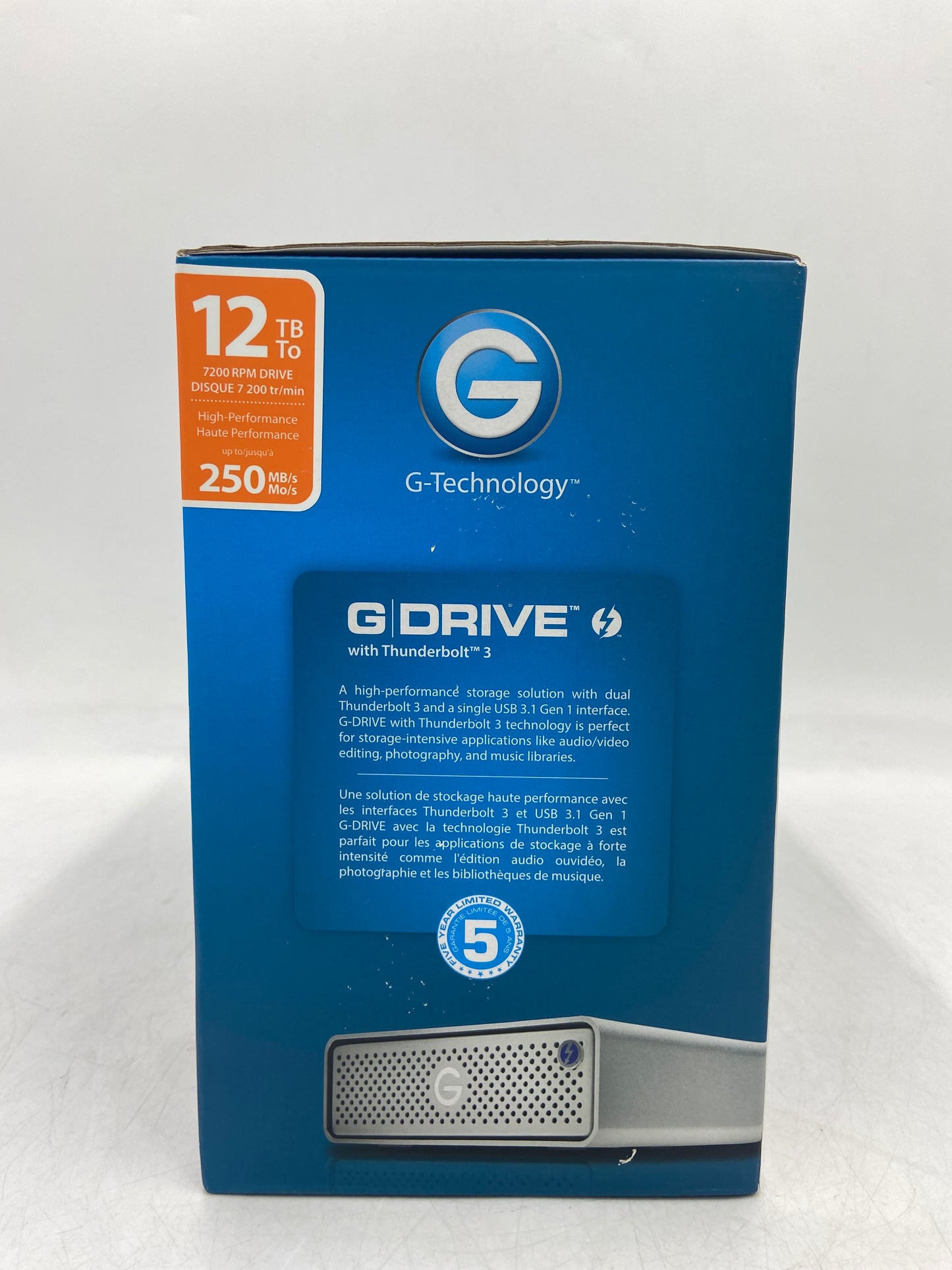 New G-Technology G-Drive Thunderbolt 3 12TB / 12000GB Silver High Performance External  Hard Drive 0G05383