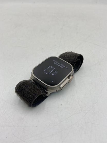 Unlocked Apple Watch Ultra 49MM Natural Titanium Gray Nylon Band