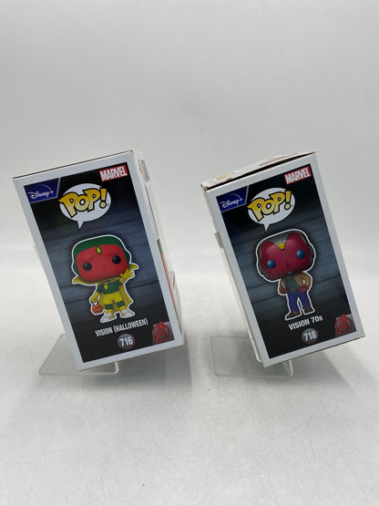 New Funko POP! Lot of 2 - Marvel Vision (Halloween) & Vision 70's Vinyl Action Figure 716718