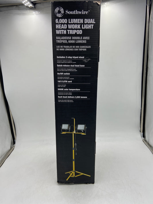 New Southwire 6FT 6,000 Lumen Dual Head Work Light With Tripod Work Light CSW3X2
