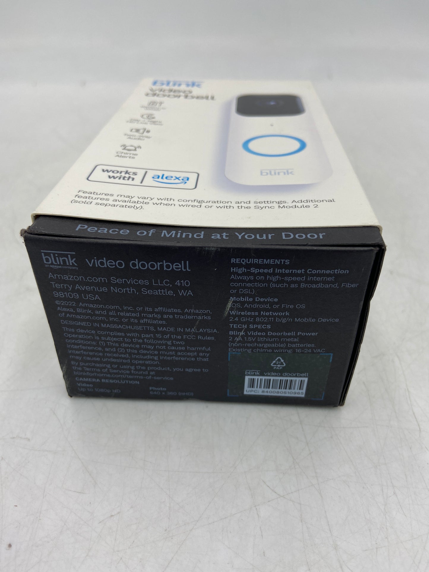 Blink Video Doorbell White Home Surveillance Camera BDM00200UW