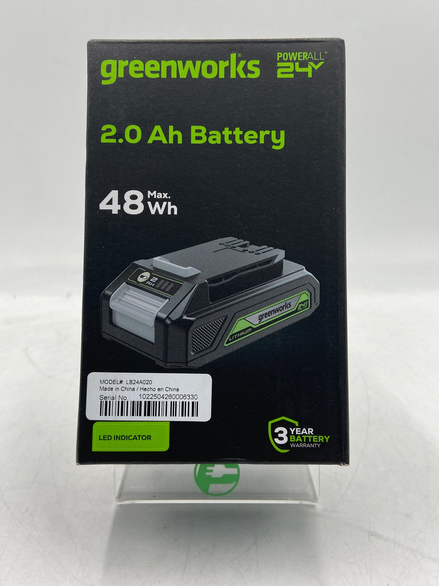 New GREENWORKS 2.0 AH BATTERY LED Indicator Rechargeable Power Tool Battery LB24A020