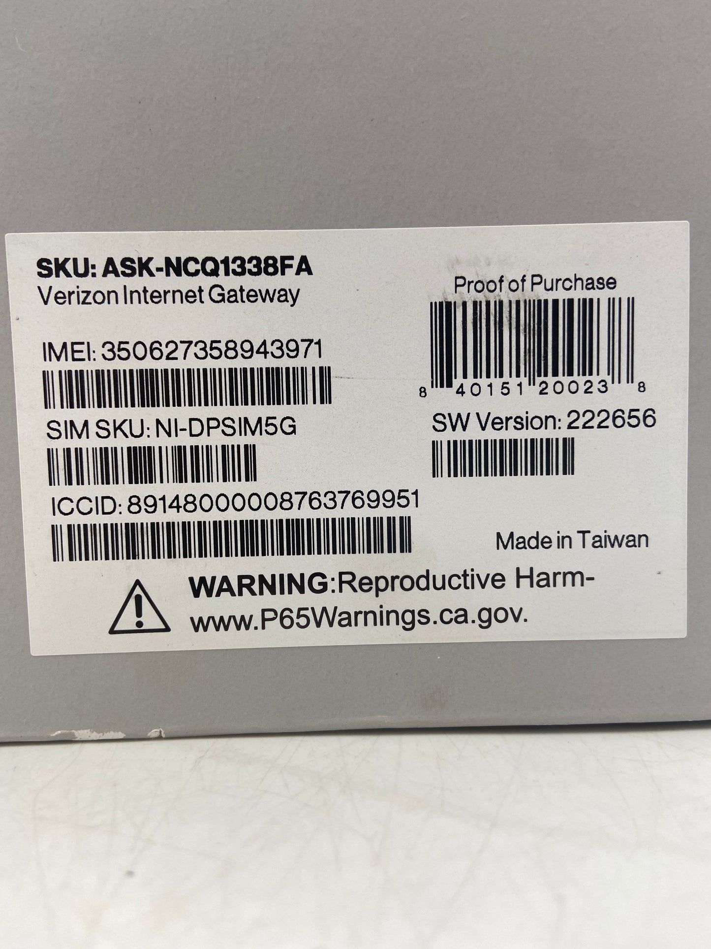 New Verizon Internet  Gateway 5G Home Internet Gateway ASK-NCQ1338FA