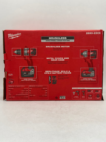 New Milwaukee 2893-22cx M18 18V M18 Brushless 2-Tool Combo Kit