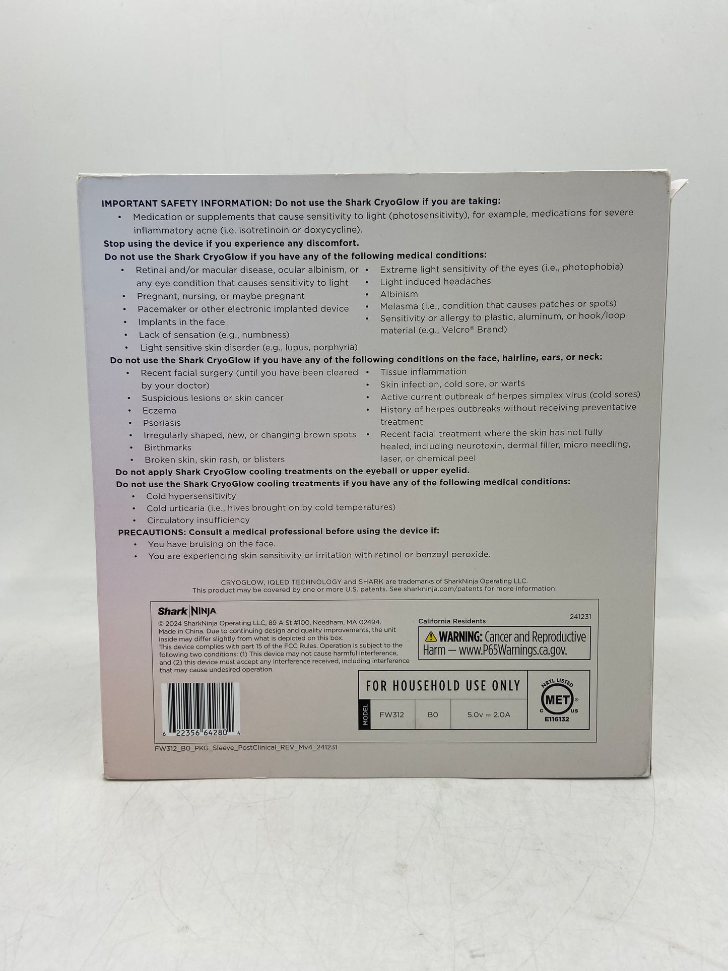 New SHARK Cryo Glow Under-Eye Cooling + LED Anti-Aging & Skin Clearing Mask