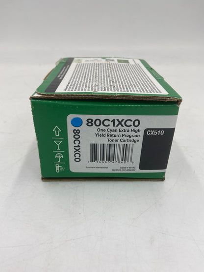 New Lexmark 80C1XC0 CX510 Cyan Toner Cartridge