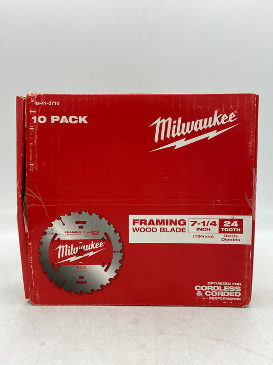 New Milwaukee 48-41-0710 7-1/4 Inch 24 Tooth Framing Wood Blade 10 Pack