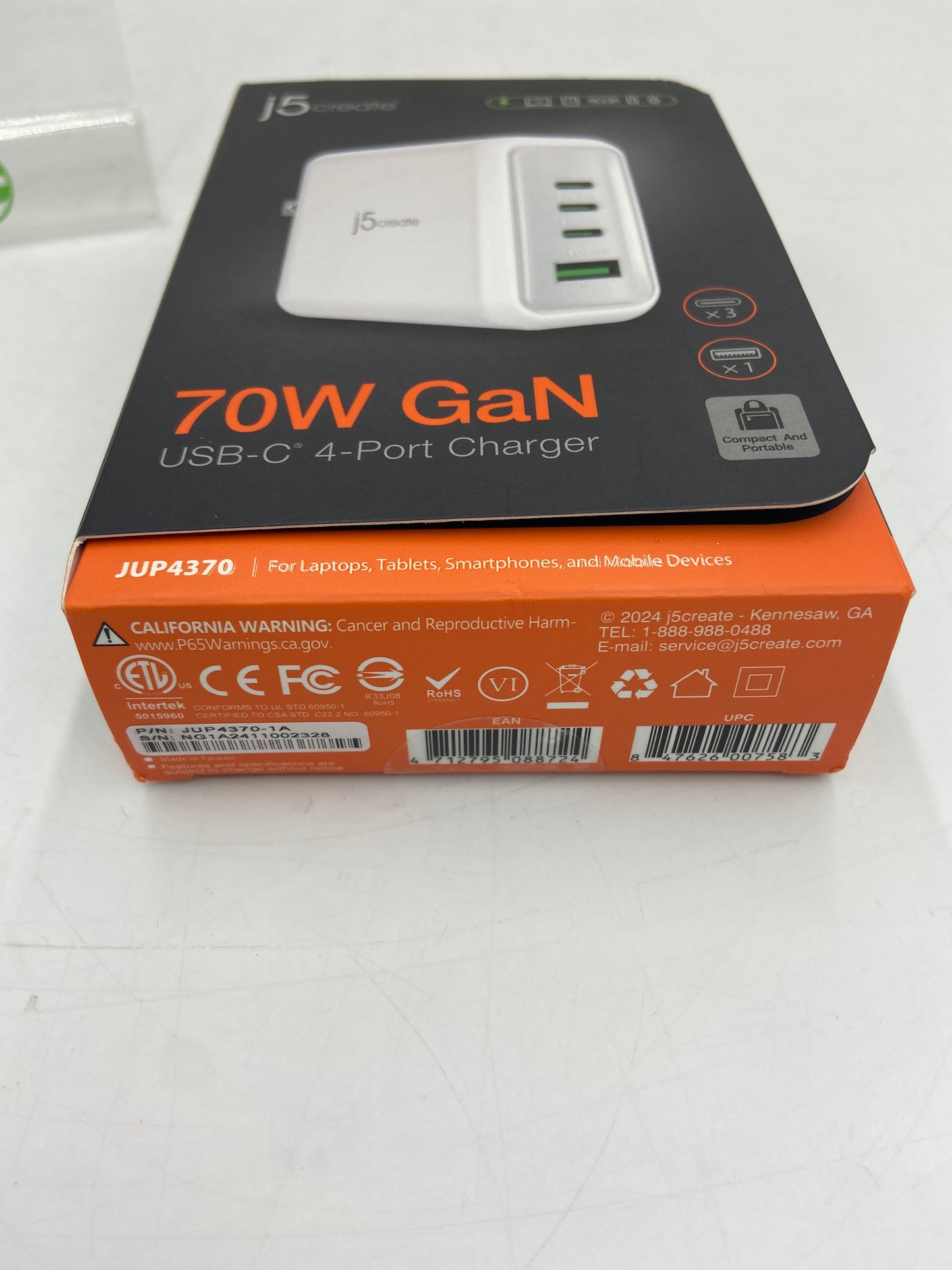 New J5 CREATE 70W GaN USB-C 4-Port Charger JUP4370