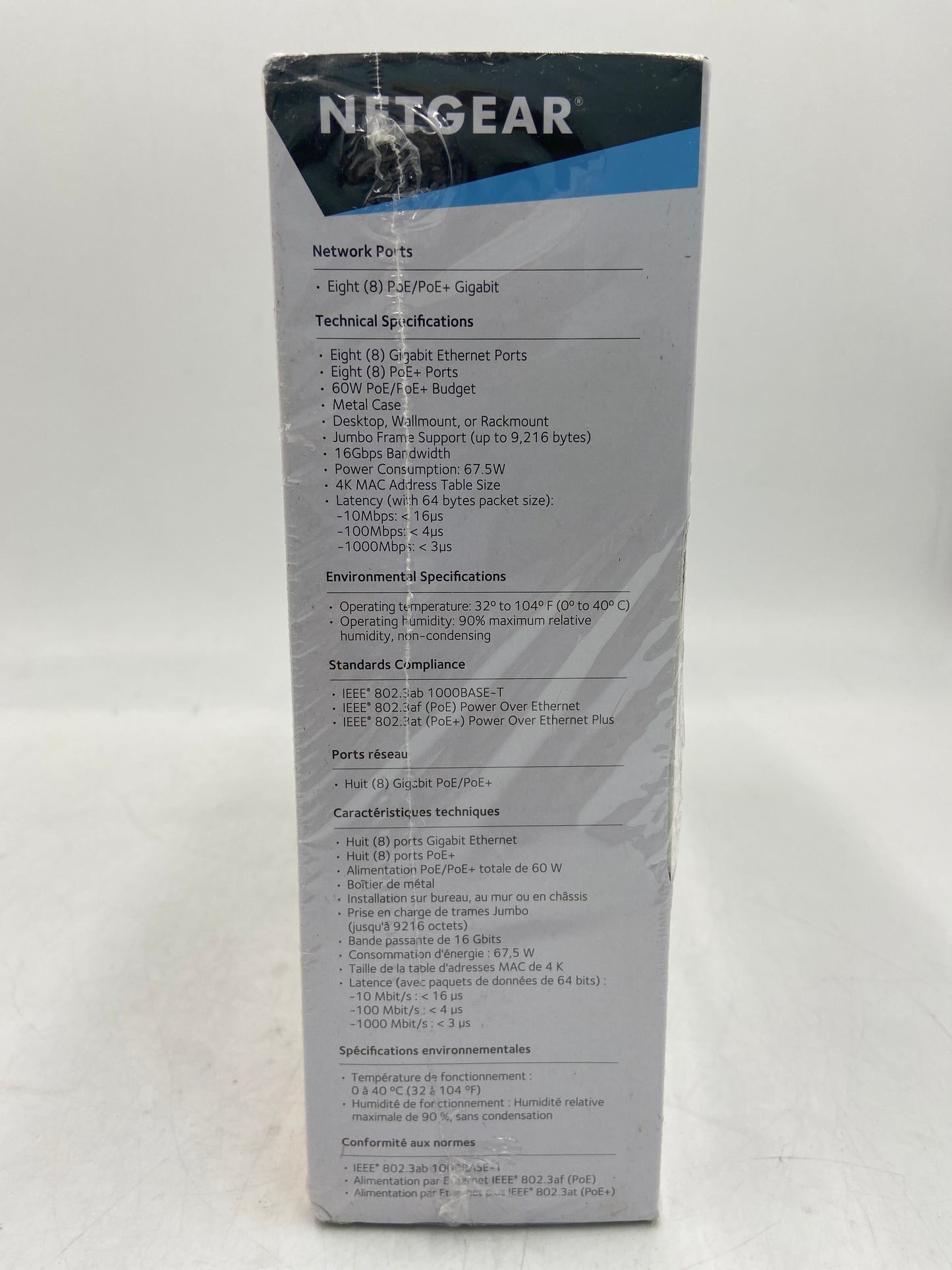 New Netgear 8-Port Gigabit Ethernet PoE+ Unmanaged Ethernet Switch GS108LP