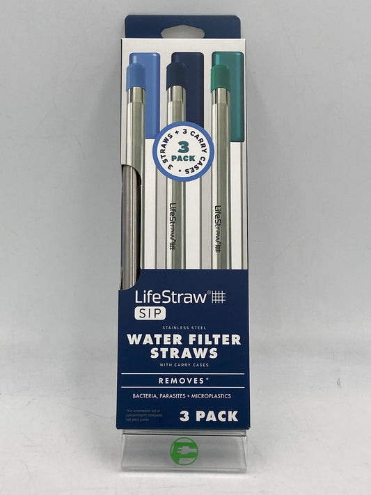 New Life Straw Stainless Steel Water Filter Straws with Carrying Case 3 PACK