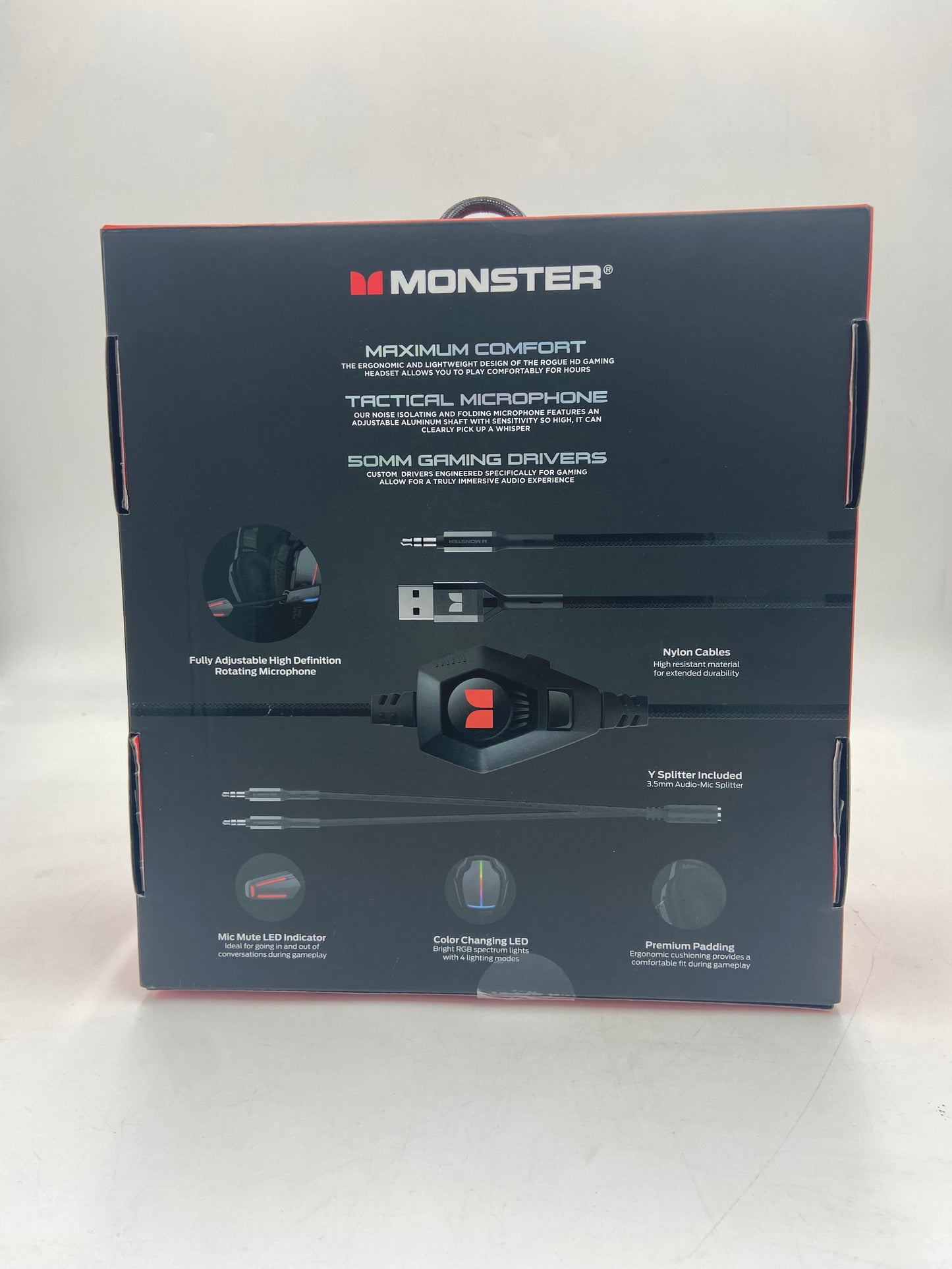 New Monster Rogue Wired Gaming Headset Black