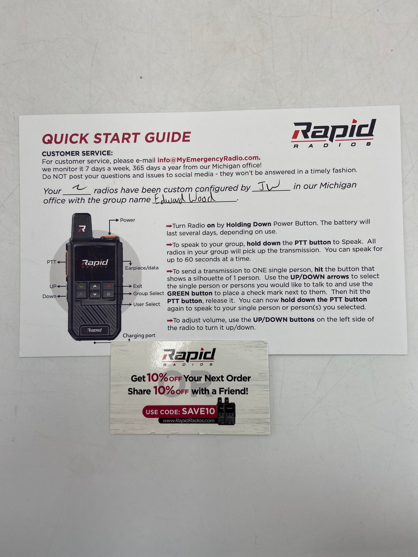 New Rapid Radios Push-to-Talk Nationwide (2-Pack) Walkie-Talkie Radio G1
