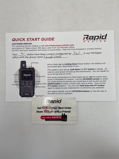 New Rapid Radios Push-to-Talk Nationwide (2-Pack) Walkie-Talkie Radio G1